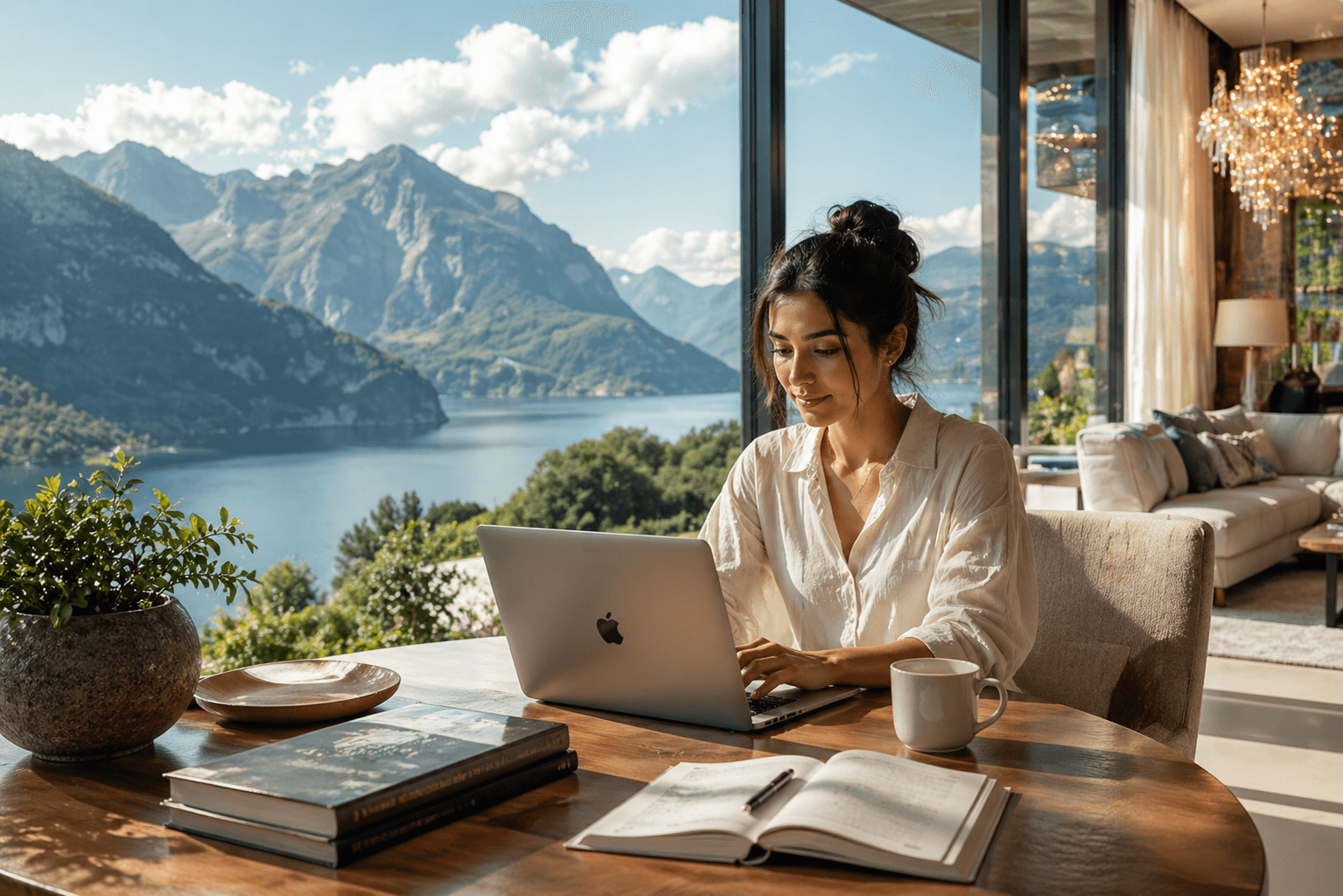 Host working from vacation rental